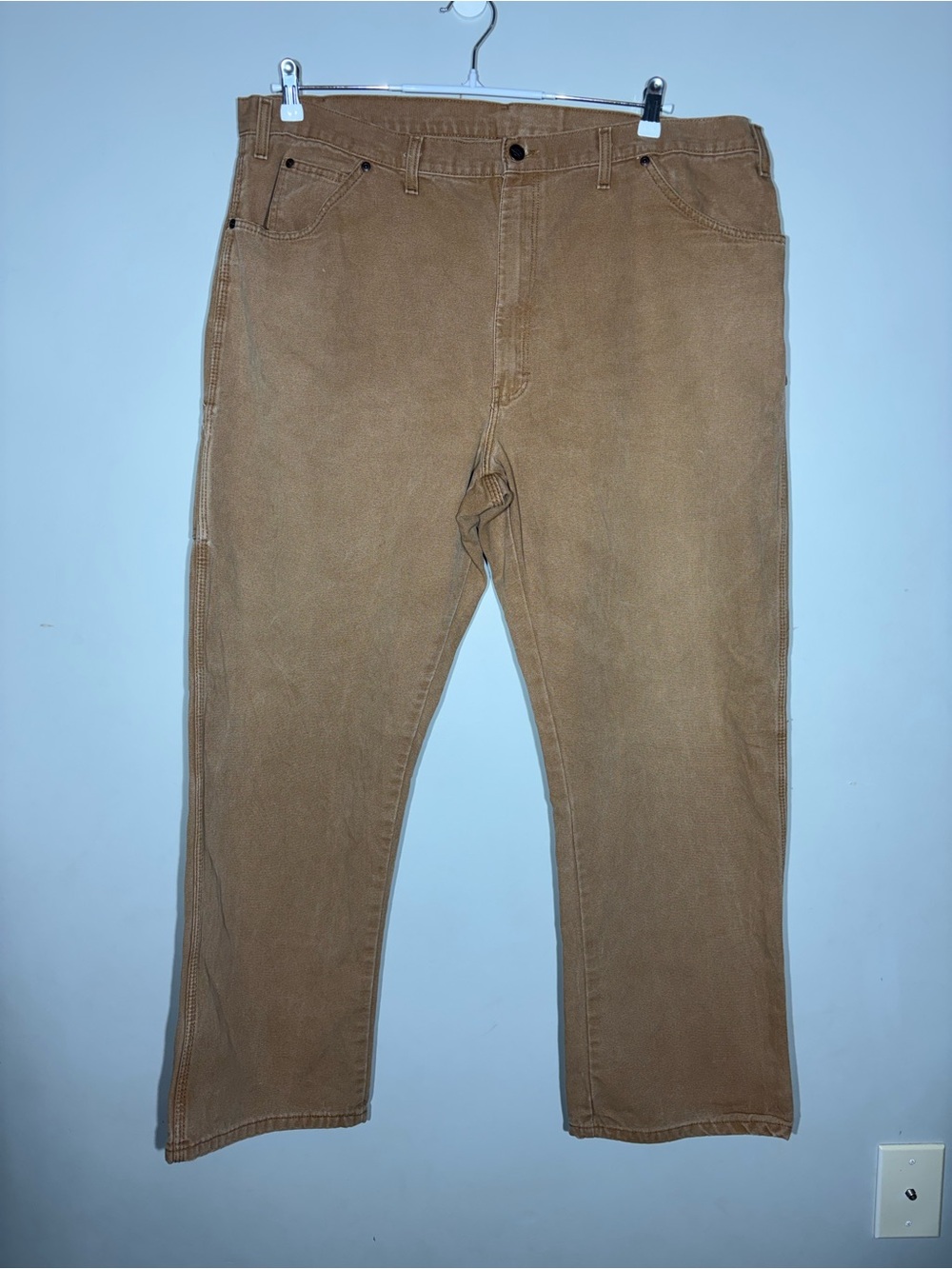 Dickies Canvas Pants Size 44x32 Men's Brown Cotton Workwear Outside